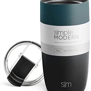 Simple Modern Travel Coffee Mug Tumbler with Flip Lid | Reusable Insulated Stainless Steel Thermos Cold Brew Iced Coffee Cup | Gifts for Women Men Him and Her | Voyager Collection | 16oz | Moonlight